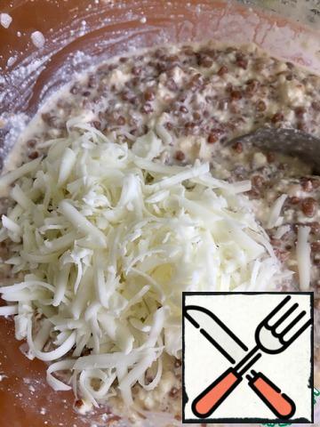 Add cheese, grated on a coarse grater. Mix well.