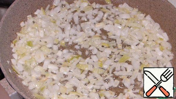 Onions cut into small cubes, fry in vegetable oil until Golden.