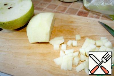 Apples peel and finely chop. Add to salad.