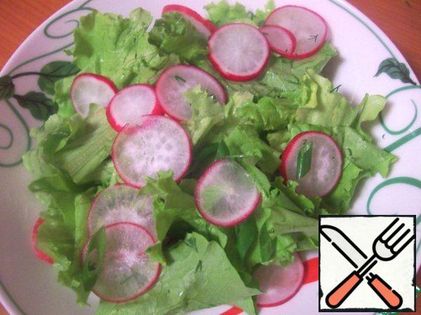 Connect radish and salad.
