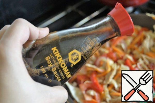 Add soy sauce to taste and mix.