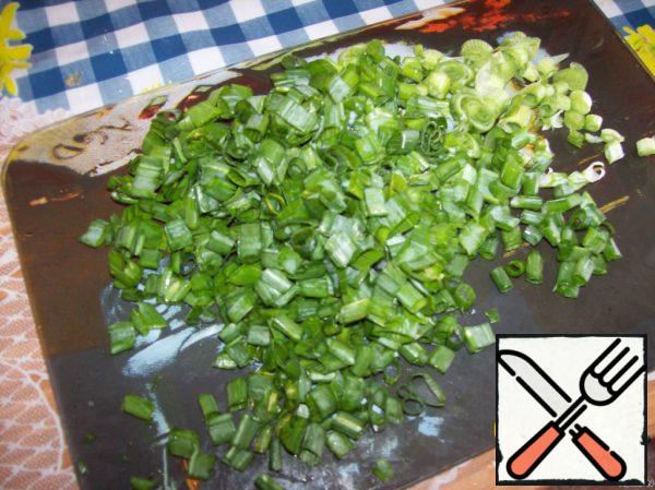 Finely chop the green onions as well.
