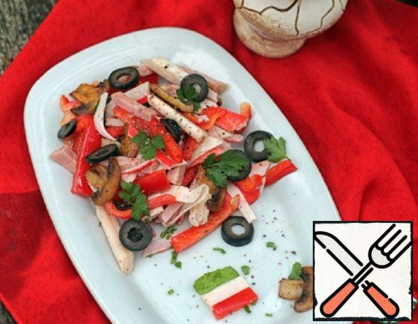 Light Salad with Mushrooms and Crab Sticks Recipe