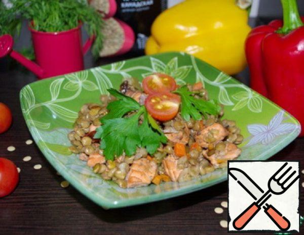 Lentils with Vegetables and Salmon  Recipe