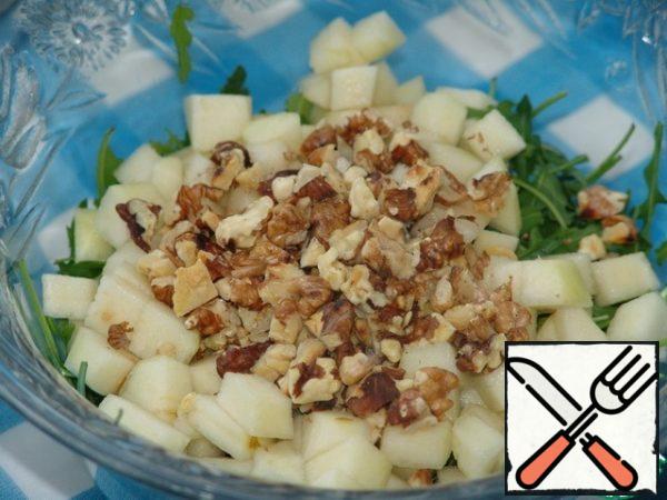 Fry the nuts, chop them.
