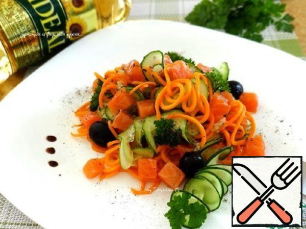 Carrot Salad with Cucumber and Trout Recipe