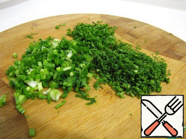 Then chop the greens and mix with rice.
