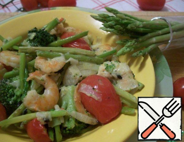 Shrimp with Asparagus and Cream Recipe