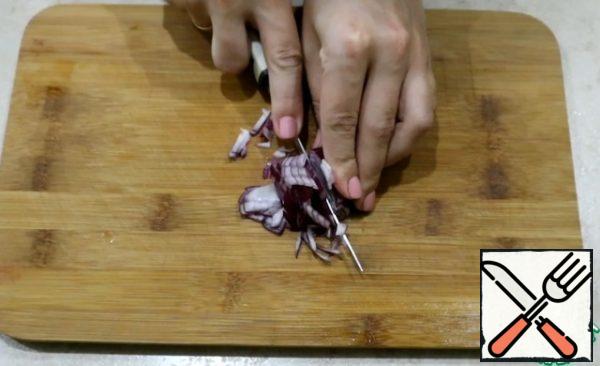 Chop the red onions. I cut it into small cubes.