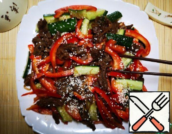 Warm Meat Salad in Asian Style Recipe