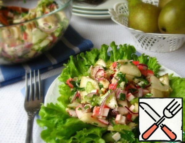 Salad with Crab Sticks, Pears and Nuts Recipe