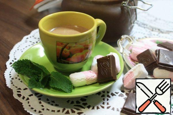 But it will not be difficult to brew a cup of fragrant drink in the morning! Preheat the milk, add 2-4 tablespoons of fragrant chocolate paste to each serving and mix well.
And in your morning (although why only morning?)) the cup is an appetizing, rich, refreshing drink with a stylish mint taste.