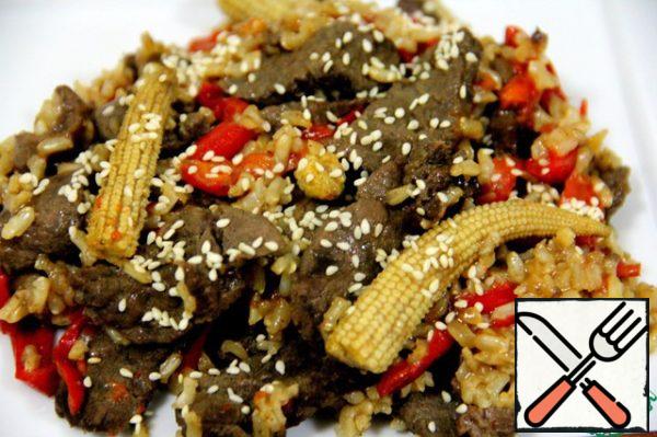When serving, sprinkle sesame seeds on top.