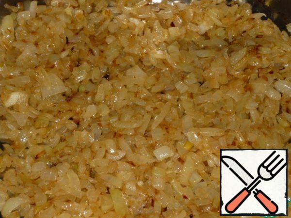 Onions finely cut and fry in a pan until Golden brown.