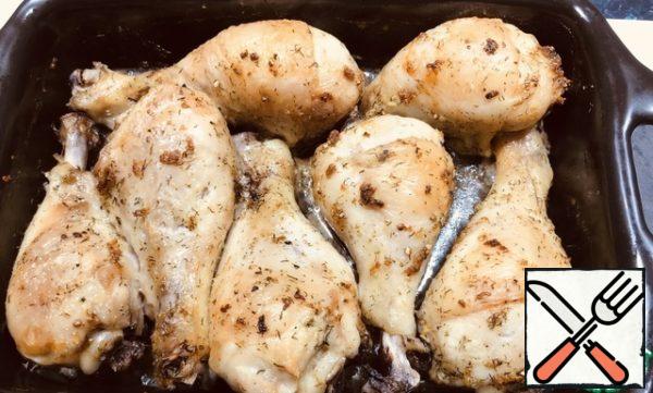 Chicken legs from the oven.
