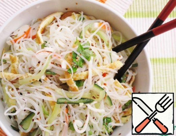 Rice Noodles with Crab Sticks and Cucumber Recipe