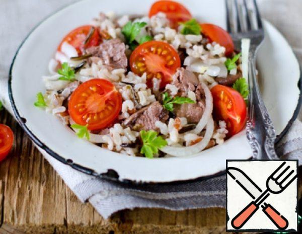 Salad with Rice and Cod Liver Recipe