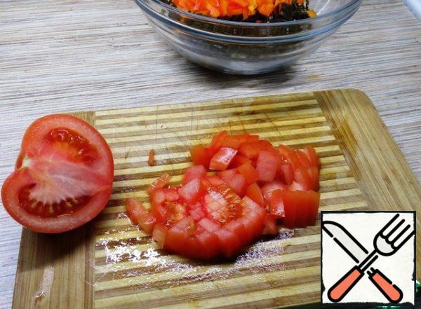 Tomato also cut into small cubes.