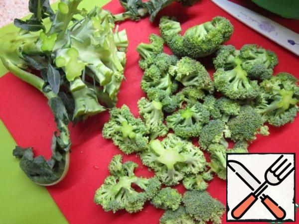 With broccoli cut inflorescences.