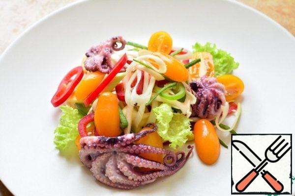 To complement a salad, and octopus;
