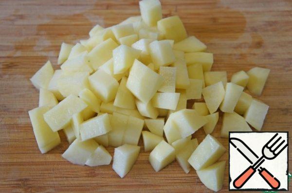 Potatoes cut into small cubes.