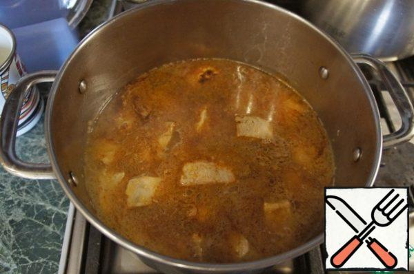 Close the lid and simmer on low heat until the meat is completely soft, about 1-1. 5 hours.