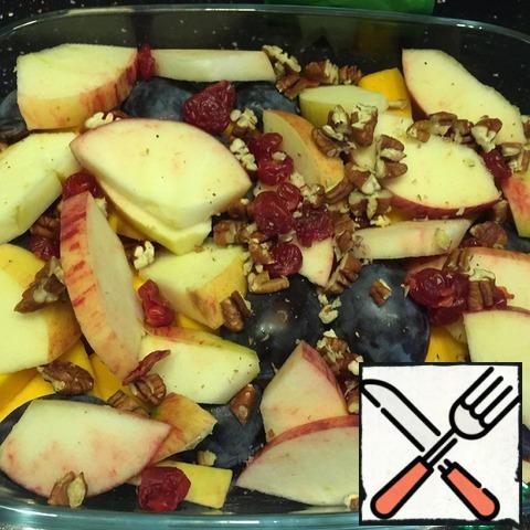 In the form of adding apples slices, raisins, chopped coarsely nuts. At this stage, you can generally put anything your heart desires, pears, dried apricots, any berries