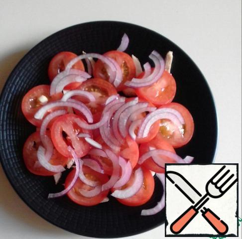 Then onion, sliced feathers.