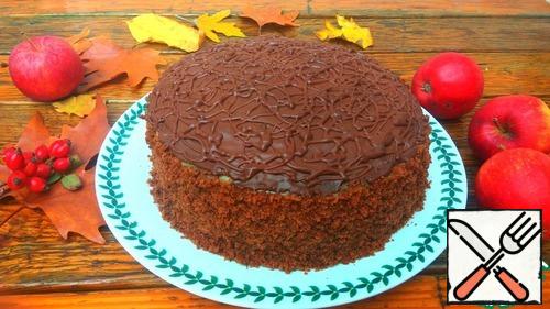 Decorate the top of the cake with melted chocolate.
Cake put away in refrigerator on night. Enjoy your tea!
