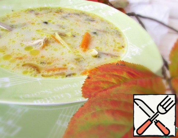 Soup with Melted Cheese and Mushrooms Recipe
