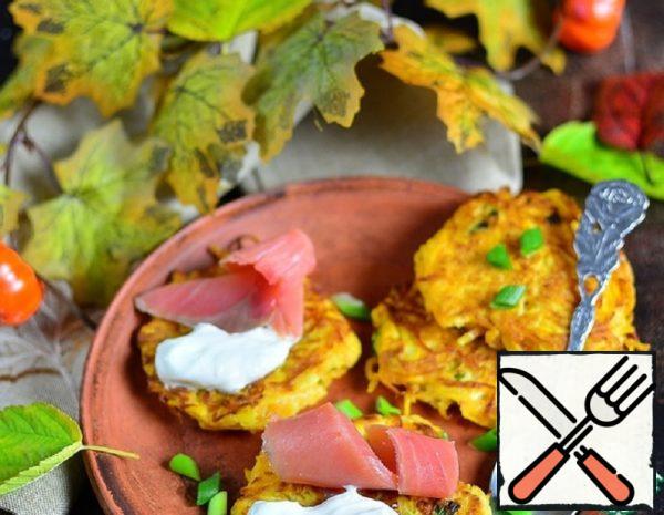 Pumpkin Pancakes with Sour Cream and Keta Recipe