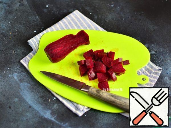 Beets cut into small cubes or strips.