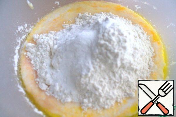 Add flour with baking powder.
