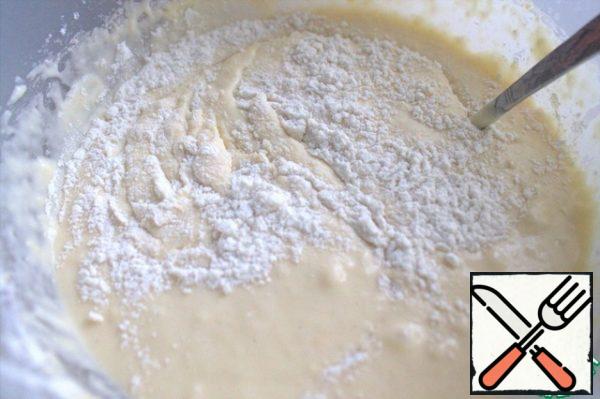 Carefully knead the viscous dough, as for pancakes.
