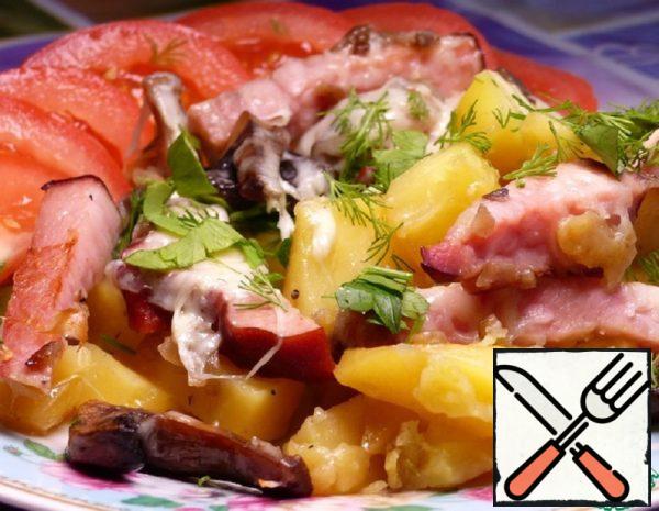 Baked Potatoes with Pork and Mushrooms Recipe