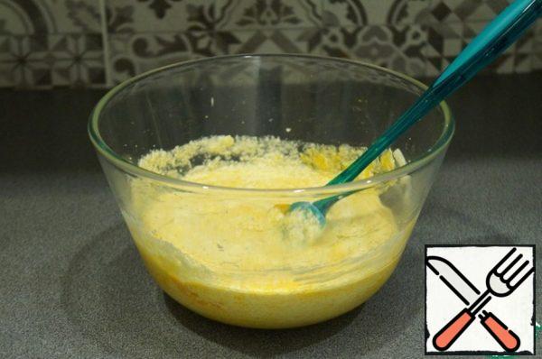 Carefully enter the pumpkin puree and vanilla.
