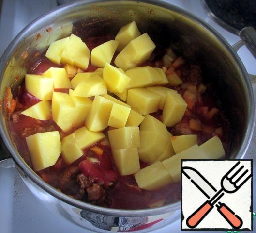 Add the potato cubes.