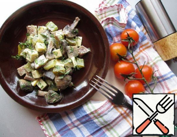 Salad of Herring, Mushrooms and Cheese Salad