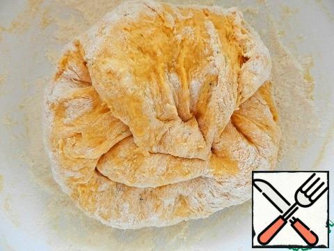 Gradually adding flour, knead a soft elastic dough. Put in a bowl, cover with a towel and leave in a warm place for 1 hour to increase in volume by 2 times.
