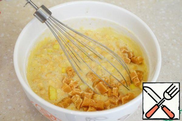 Add to the dough and mix everything together.
