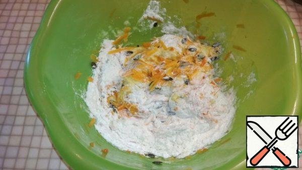 Gradually add the remaining sifted flour and knead the dough.