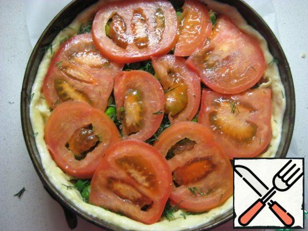 Top with dill and onion. Then-thin slices of tomato.