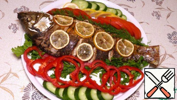 The fish is ready!
Serve with vegetables. It turns out very tender and delicious.
And I wish you a good appetite, good mood and all the best!