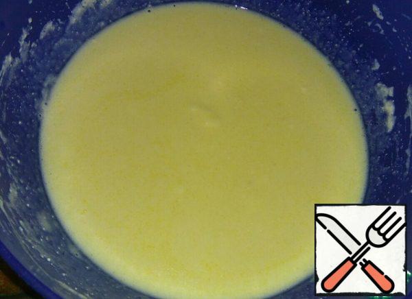 Add warm milk and melted butter, stir.
