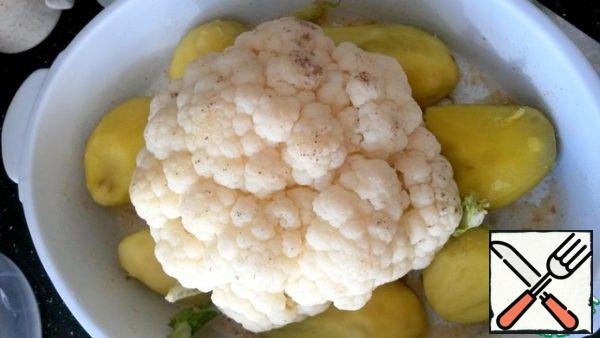 Put the cabbage in the center, potatoes on the edges.
