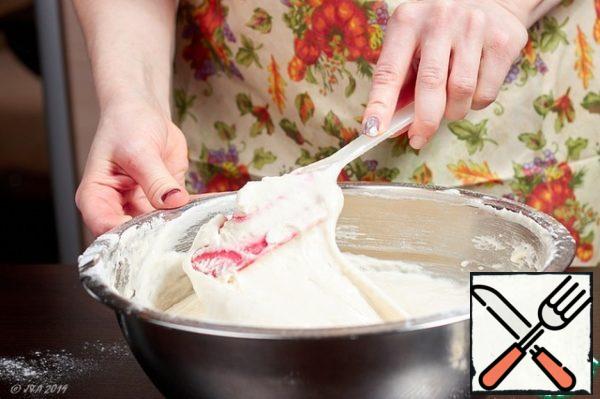 Mix with a silicone spatula from the bottom up with folding movements, like turning a pancake, only very carefully!
