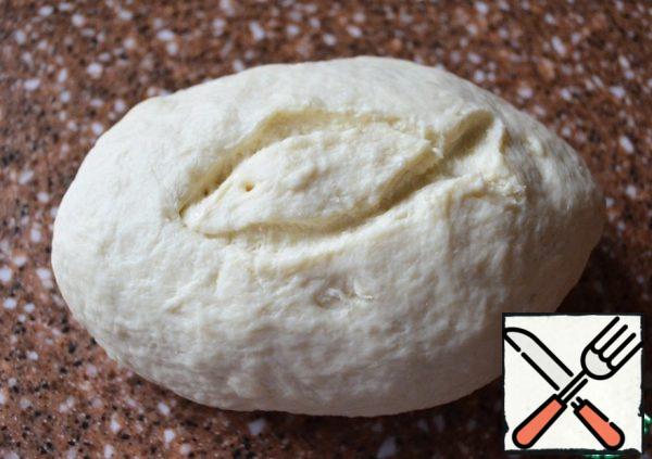 The dough is covered with film and put in a warm place for fermentation, for 1 hour.