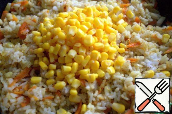 Add half of the corn.

