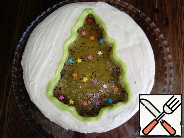 Smear the cake with cheese cream and decorate as desired.

