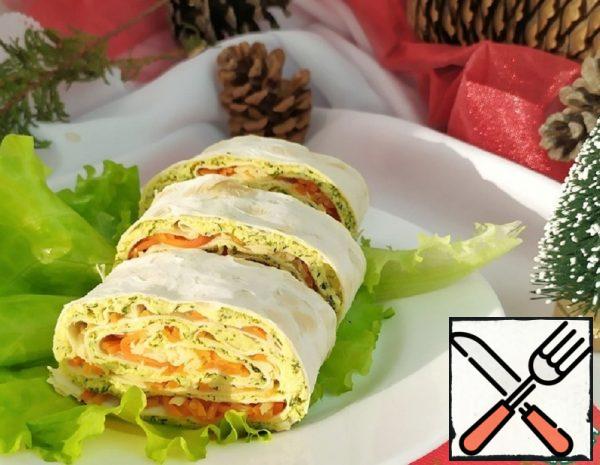 Pita Bread Roll with Korean Carrots Recipe